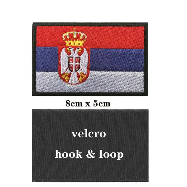 Serbia Flag Patch - Iron On/Hook & Loop Patch