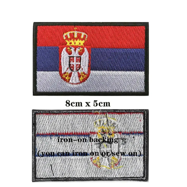 Serbia Flag Patch - Iron On/Hook & Loop Patch