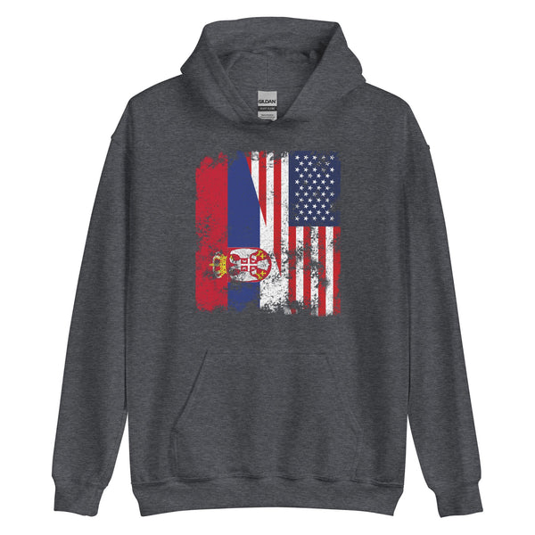 Serbia USA Flag - Half American Hoodie