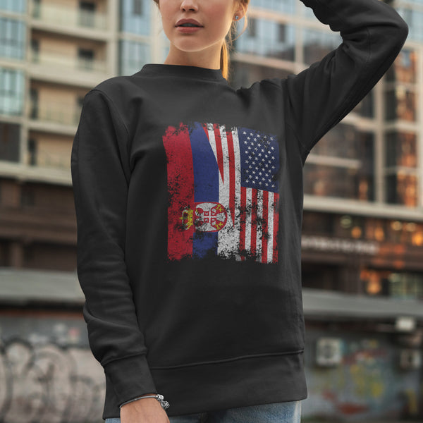 Serbia USA Flag - Half American Sweatshirt
