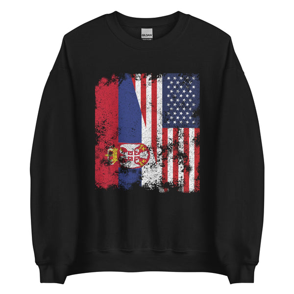 Serbia USA Flag - Half American Sweatshirt