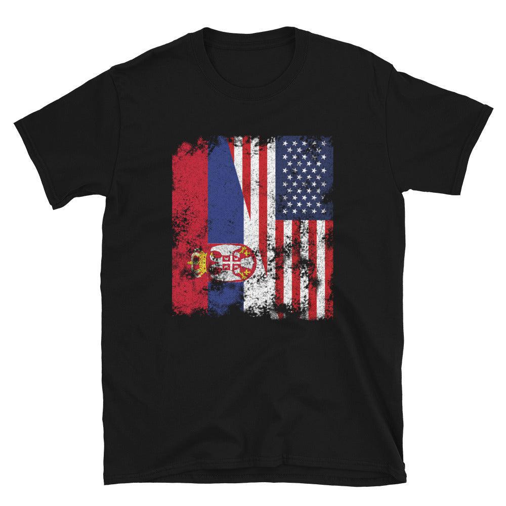 Serbia USA Flag - Half American T-Shirt