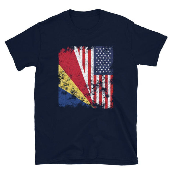 Seychelles USA Flag - Half American T-Shirt