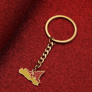 Sicily Flag Map Keychain Collection