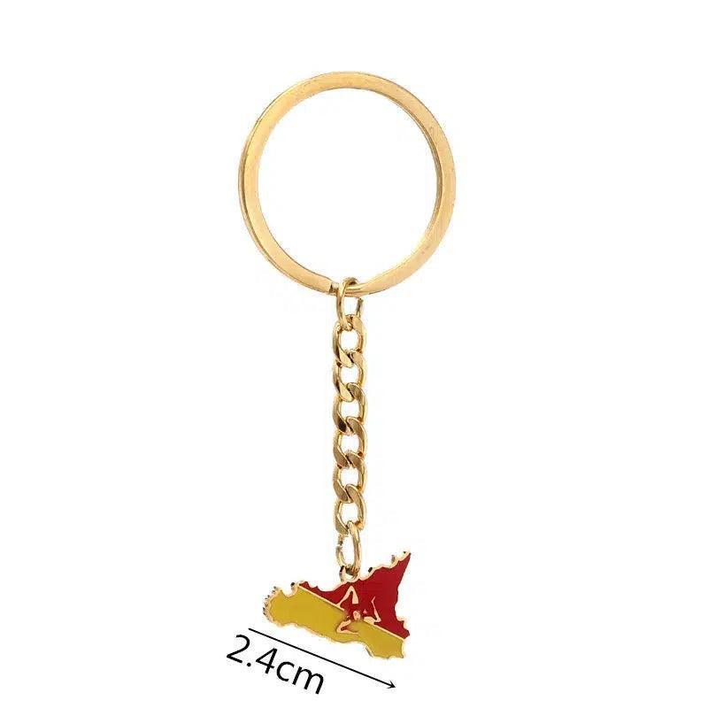 Sicily Flag Map Keychain Collection