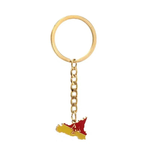 Sicily Flag Map Keychain Collection