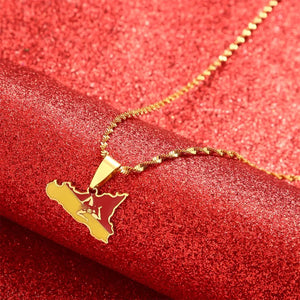 Sicily Flag Map Necklace