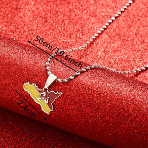 Sicily Flag Map Necklace