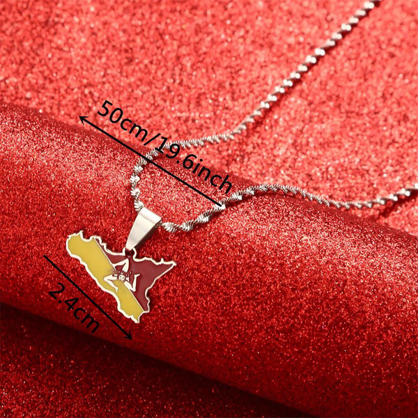 Sicily Flag Map Necklace