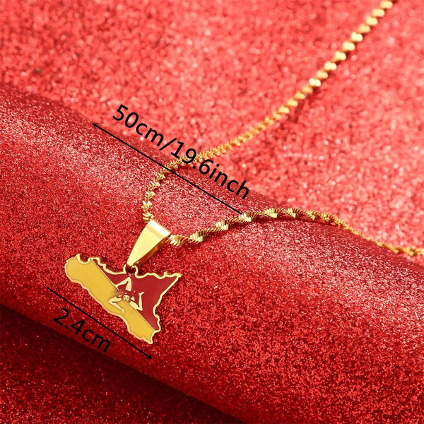 Sicily Flag Map Necklace