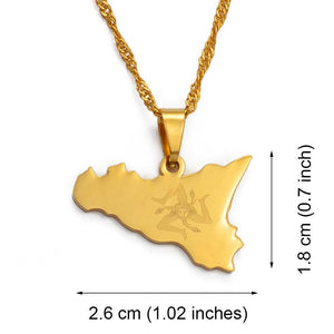 Sicily Flag Map Necklace