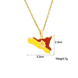 Sicily Flag Map Necklace