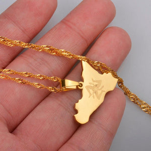 Sicily Flag Map Necklace