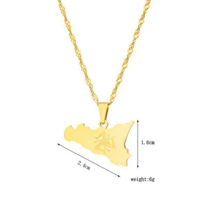 Sicily Flag Map Necklace