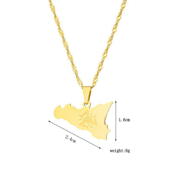 Sicily Flag Map Necklace