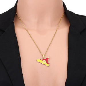 Sicily Flag Map Necklace