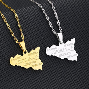 Sicily Map Necklace