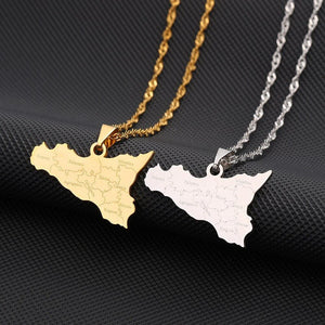 Sicily Map Necklace