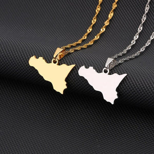 Sicily Map Necklace