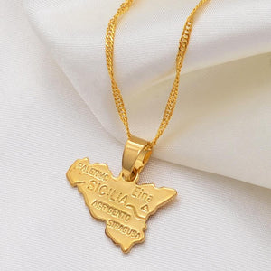 Sicily Map Necklace