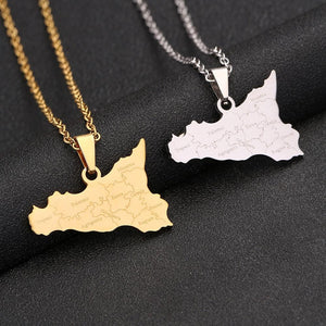 Sicily Map Necklace