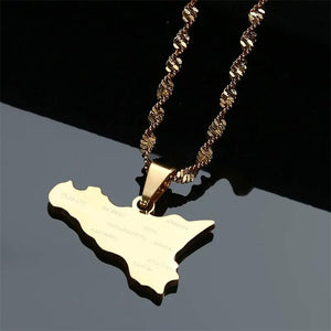 Sicily Map Necklace