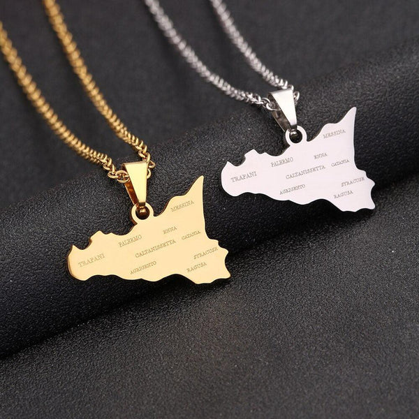 Sicily Map Necklace