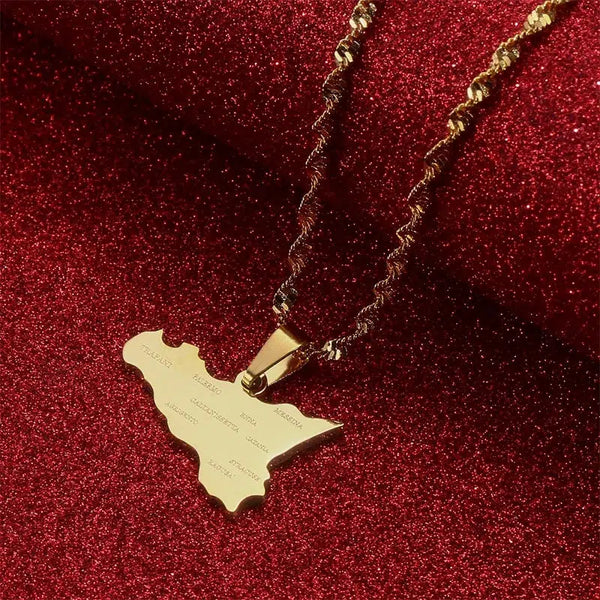 Sicily Map Necklace