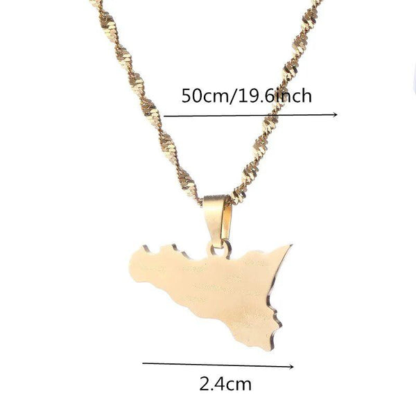 Sicily Map Necklace