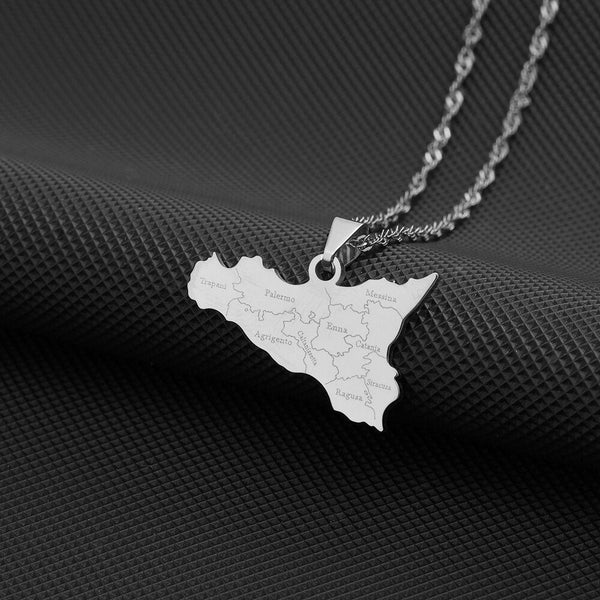 Sicily Map Necklace