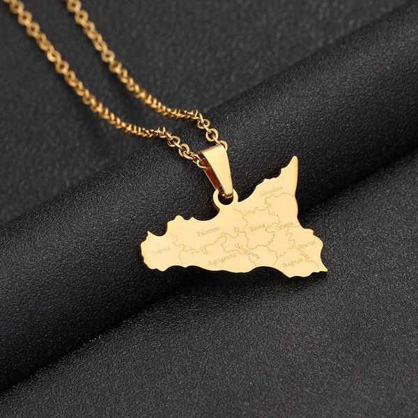 Sicily Map Necklace