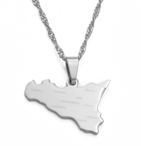 Sicily Map Necklace