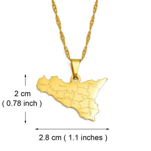 Sicily Map Necklace