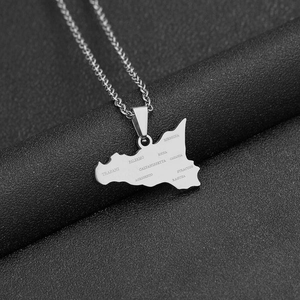 Sicily Map Necklace