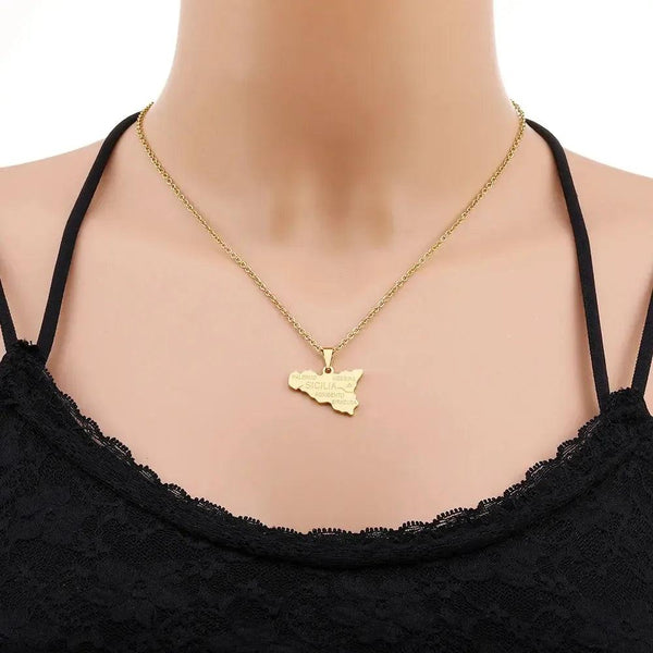 Sicily Map Necklace