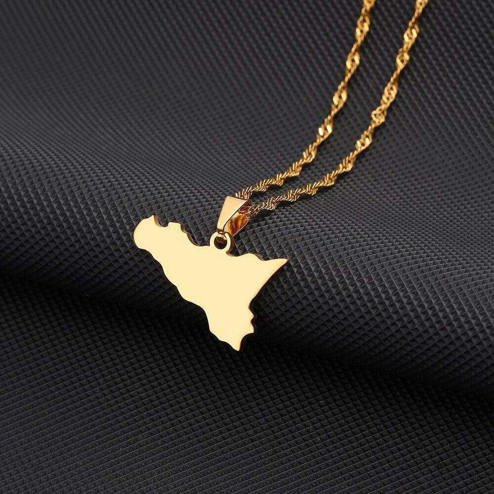 Sicily Map Necklace