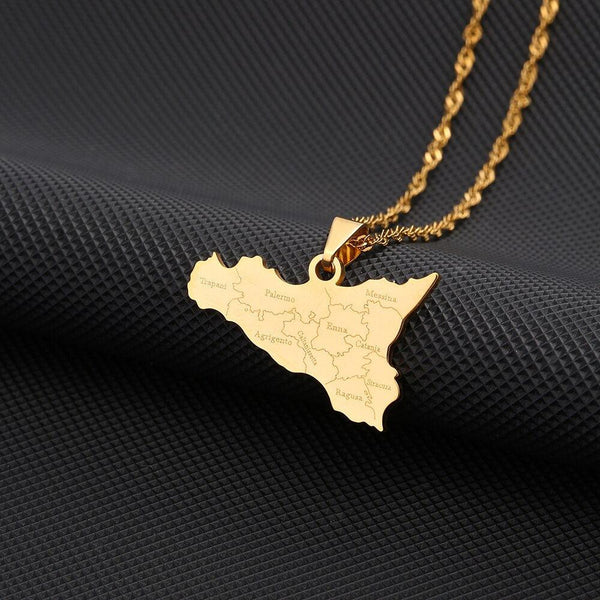 Sicily Map Necklace