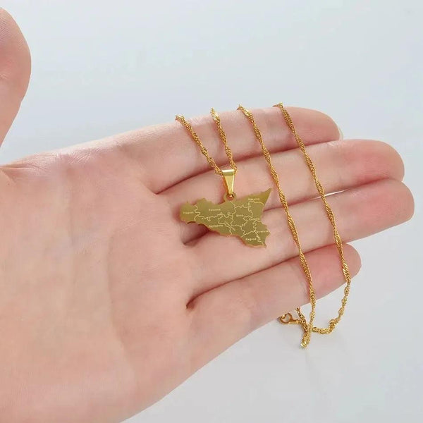 Sicily Map Necklace