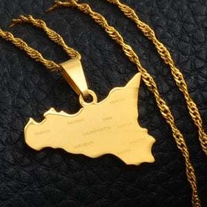 Sicily Map Necklace