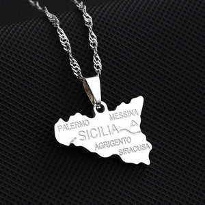 Sicily Map Necklace