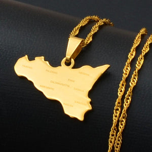 Sicily Map Necklace