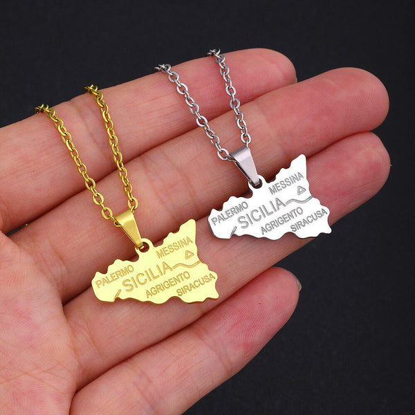 Sicily Map Necklace