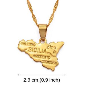 Sicily Map Necklace