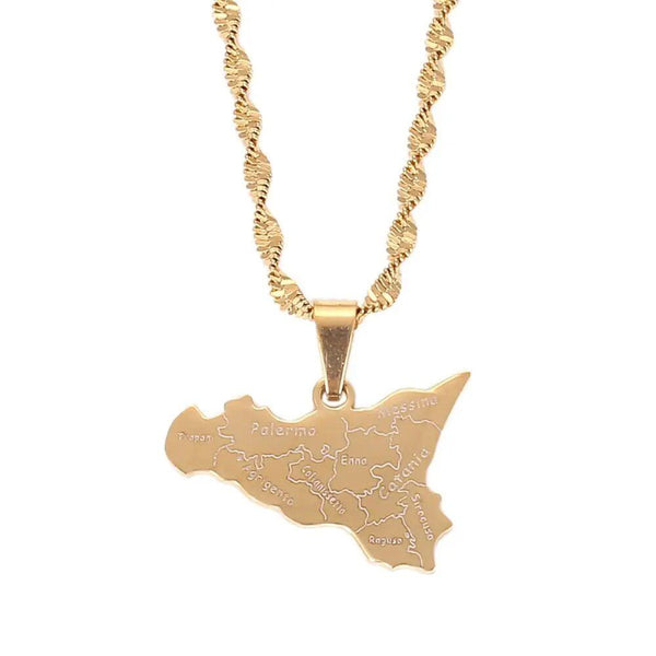 Sicily Map Necklace