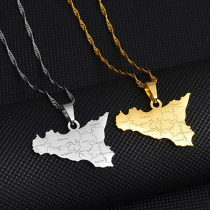 Sicily Map Necklace