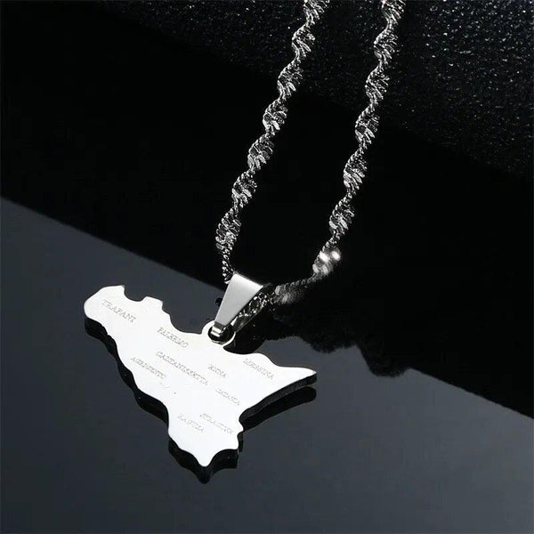 Sicily Map Necklace