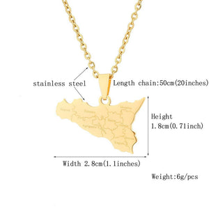 Sicily Map Necklace