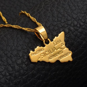 Sicily Map Necklace