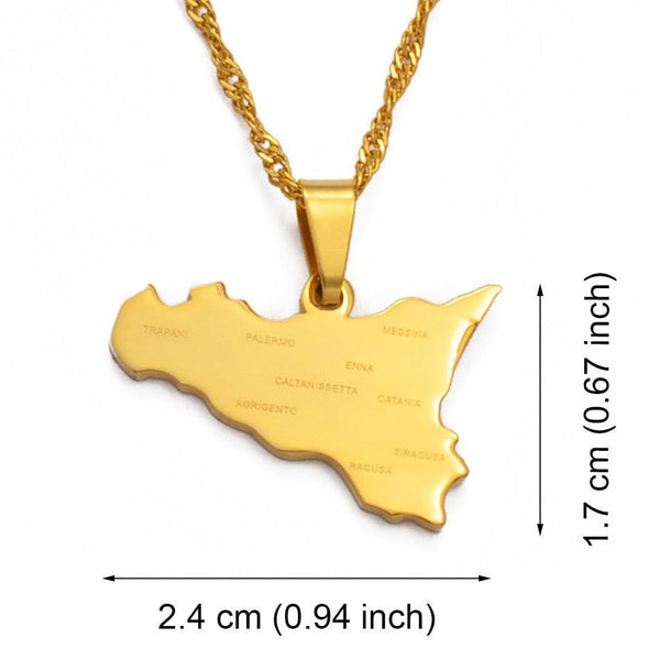 Sicily Map Necklace