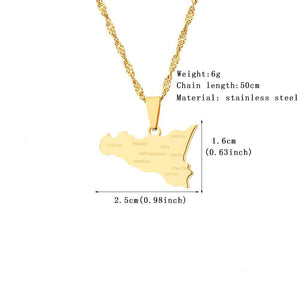 Sicily Map Necklace